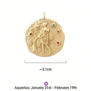 Gold Aquarius Zodiac Charm Pendant Necklace